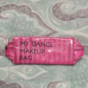 Pink Striped Makeup Bag